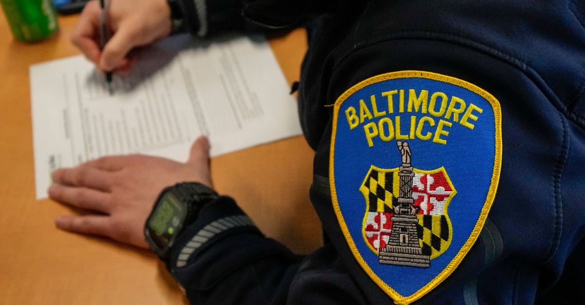 A member of the Baltimore Police Department engages in an exercise during a professional development class, Thursday, Sept. 28, 2023, in Baltimore. AP Photo/Julio Cortez