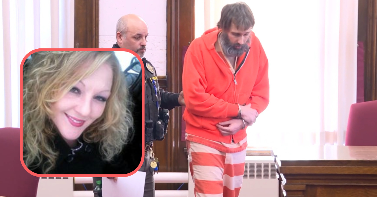 Frederick Robert Reer escorted by law enforcement for his arraignment on Feb. 12, 2024. Prosecutors said he murdered his girlfriend, Amanda Dean, seen in the inset. (Screenshot: WKYC; image: Ohio Attorney General