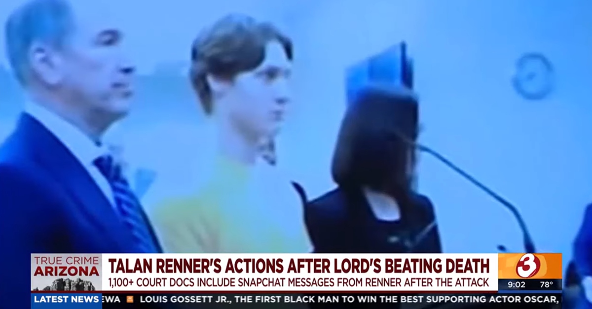 Talan Renner, in yellow, is charged with murdering Preston Lord, 16. (Screenshot: KTVK/KPHO)