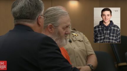 James Brenner, in the courtroom, admitted to killing Dylan Rounds, inset. (Courtroom screenshot from East Idaho News; photo of Rounds from the Box Elder County Sheriff's Office)