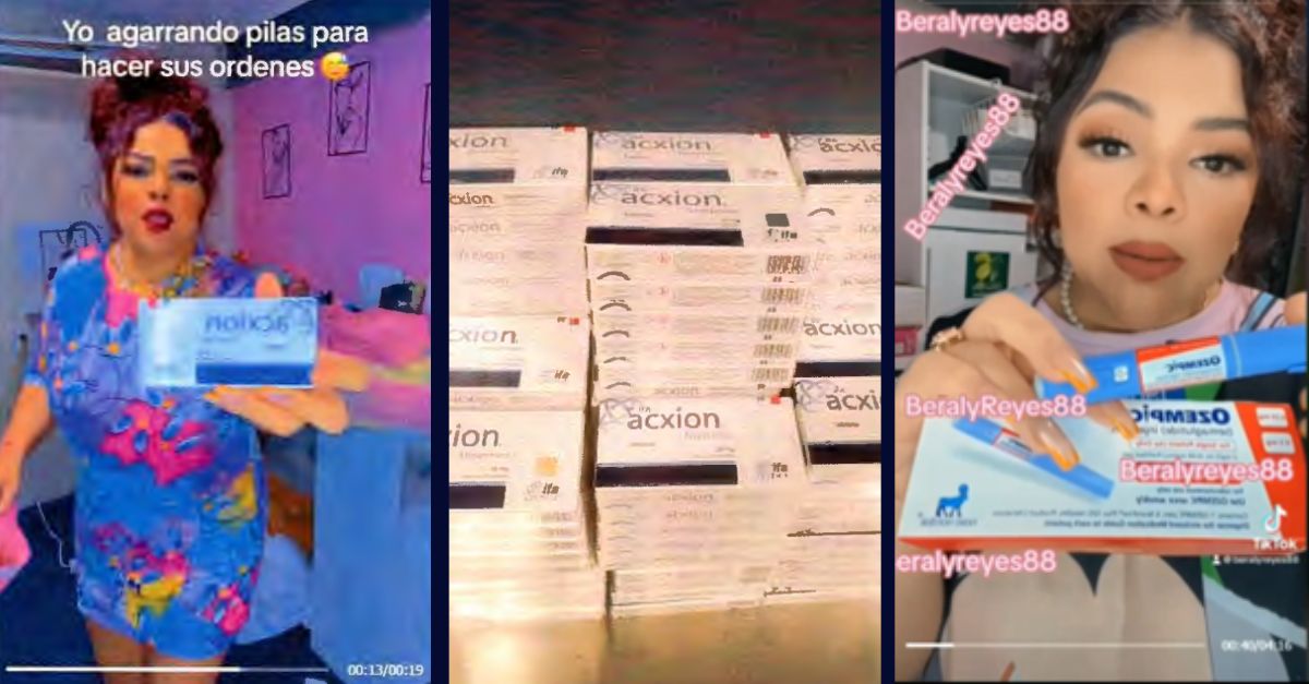 Justice Department provided photos show defendant Isis Navarro Reyes on TikTok allegedly hawking "adulterated" popular weight loss drugs like Ozempic, Mesofrance, and Axcion.