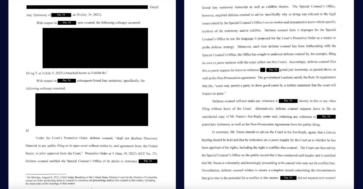 Some redacted pages from a late filing in the Mar-a-Lago documents case