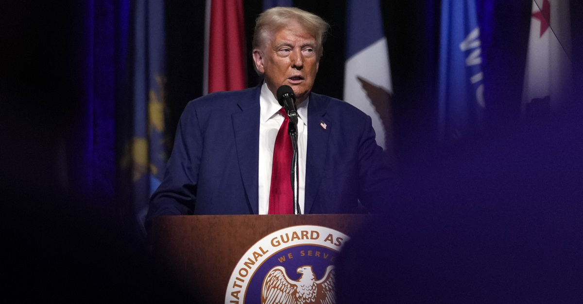 Republican presidential nominee former President Donald Trump speaks at the National Guard Association of the United States