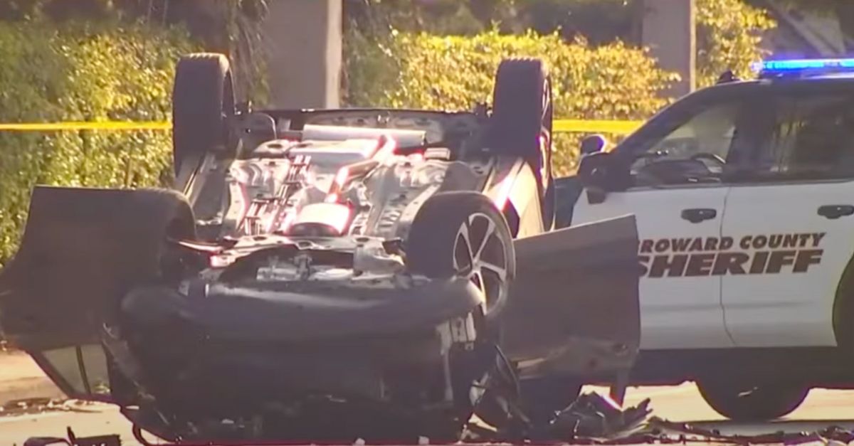 A crash in Florida killed two and a driver possibly being pursued by deputies is accused of causing it (WTVJ/YouTube).