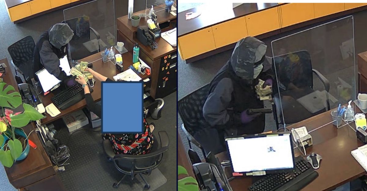 Clifford Uptegrove robbing a bank.