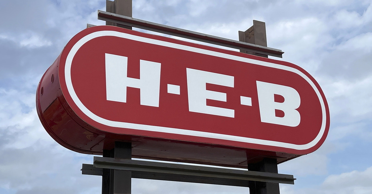 An H-E-B supermarket sign