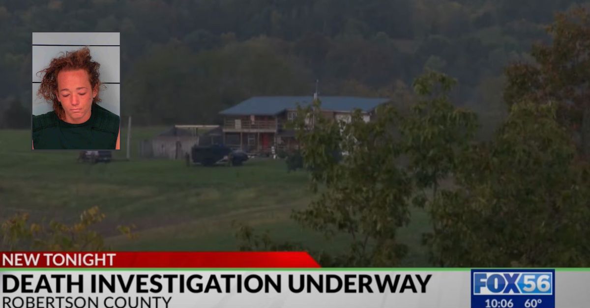Background: A home in Kentucky where cooked body parts were allegedly found in a steel pot (YouTube/WDKY). Inset: Torilena Fields (Bourbon County (Ky.) Regional Jail