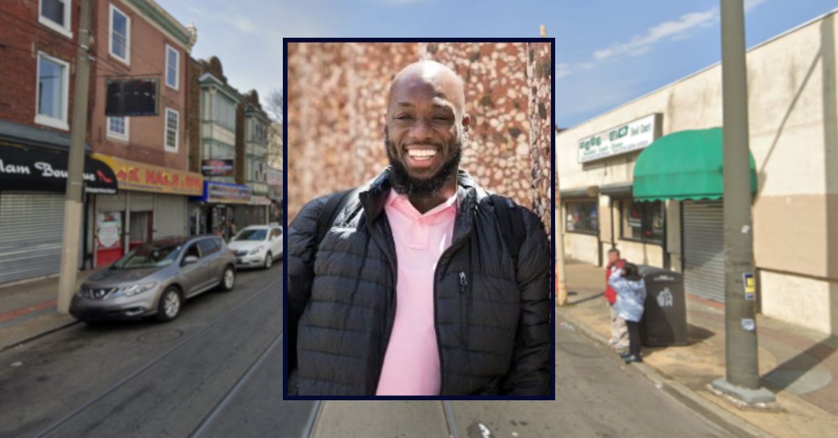 Background: The location where Akeem Edwards was shot to death in 2023 (Google Maps). Inset: Shaurn Thomas (Pennsylvania Innocence Project).