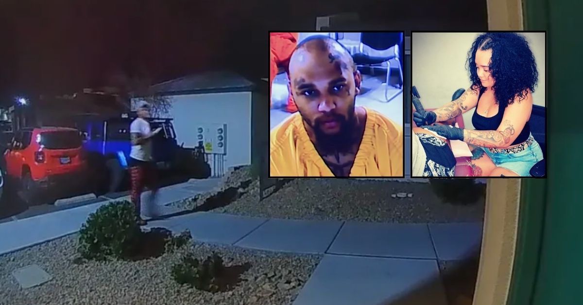 Background: Doorbell footage showing Markeem Brunson outside Renise Wolfe