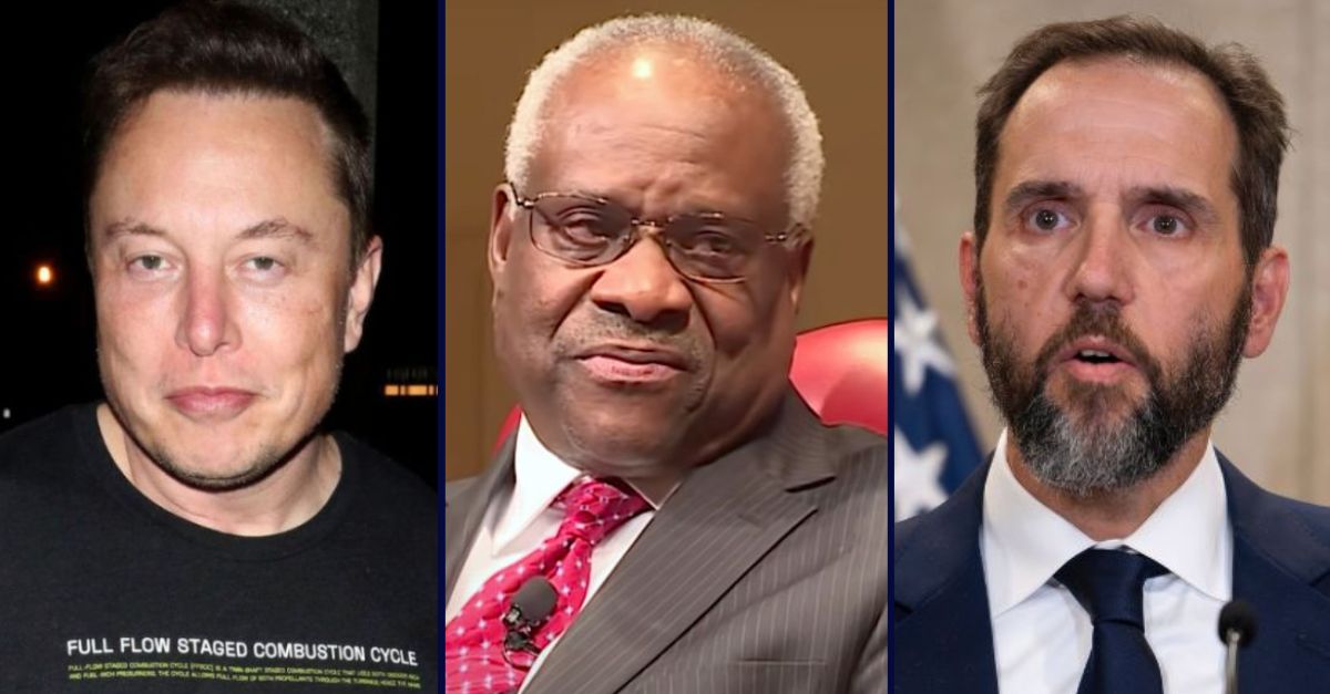 Left to right: Elon Musk, Clarence Thomas, Jack Smith.