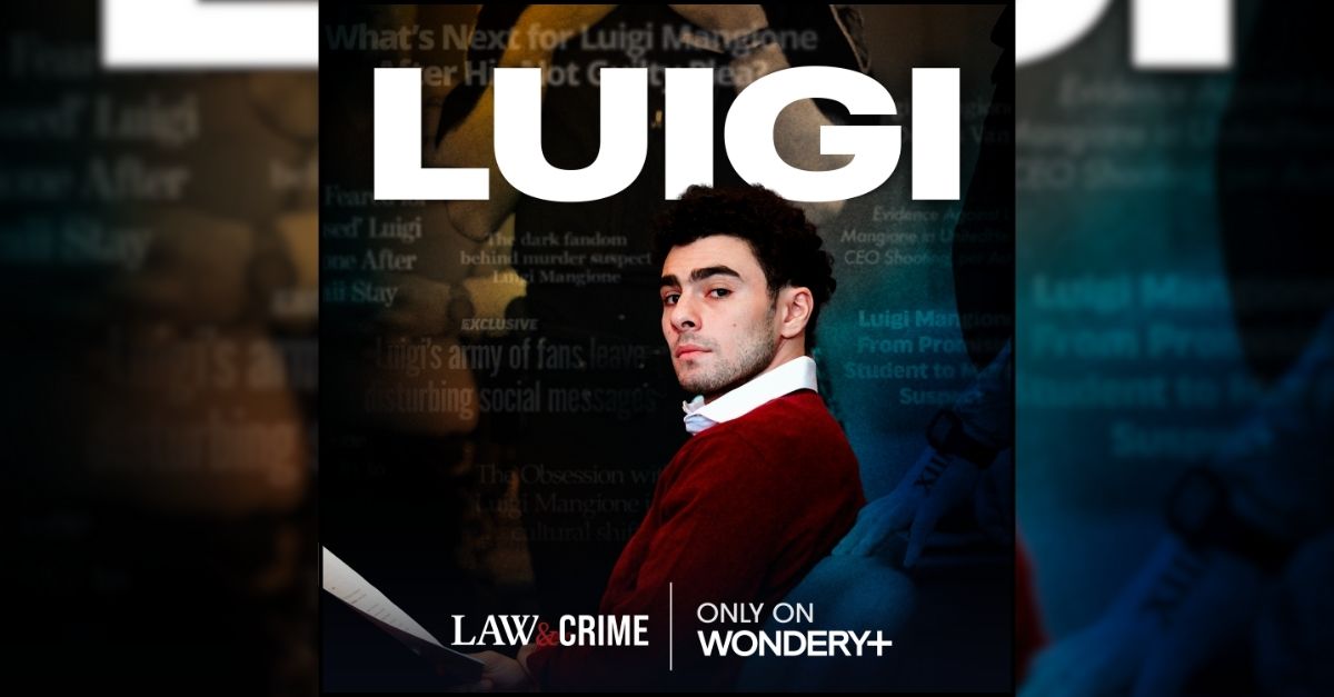 Luigi Mangioni is seen in a graphic promoting Law&Crime