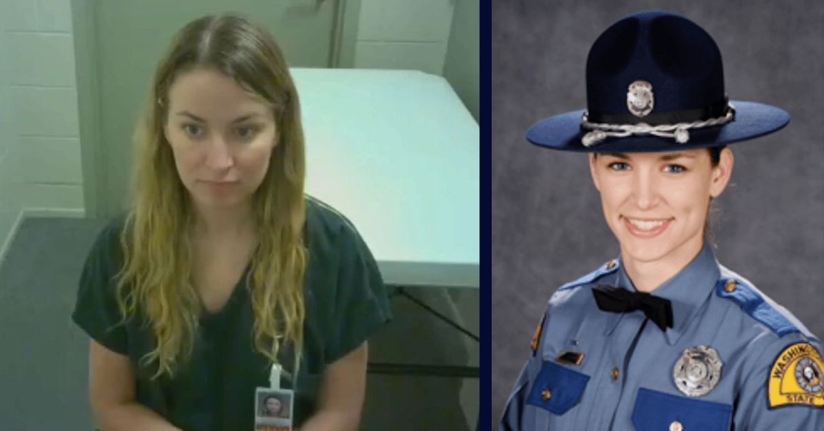 Left: Sarah Clasen in court (via KOMO). Right: Clasen (Washington State Police).