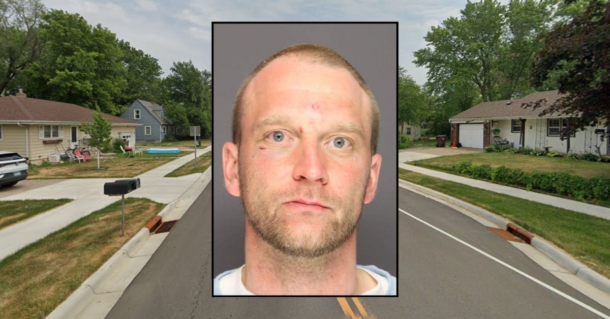 Inset: Aaron Schlossin (Dakota County Jail). The 4500 block of Colorado Street in Prior Lake, Minn., where Aaron Schlossin allegedly lived with his mom (Google Maps).