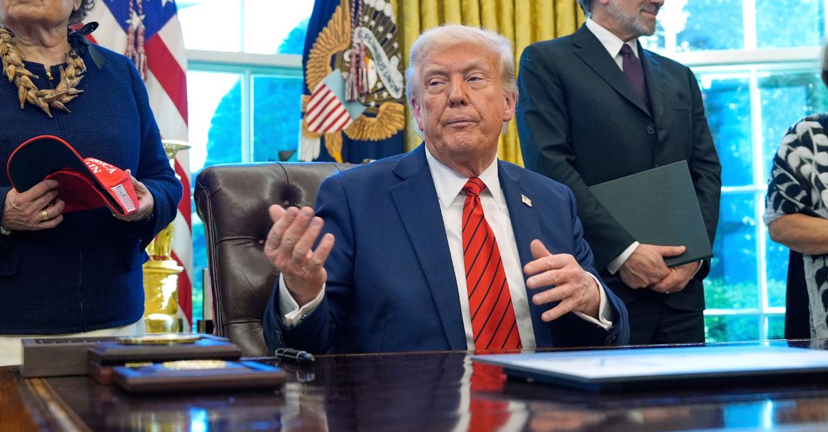 President Donald Trump gestures for members of the property   to beryllium  escorted retired  aft  helium  signed enforcement  orders successful  the Oval Office of the White House, Thursday, April 17, 2025, successful  Washington (AP Photo/Alex Brandon).