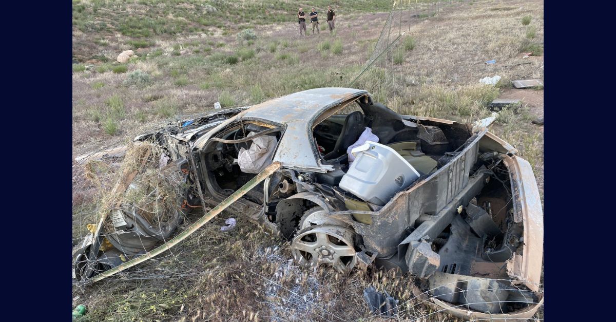 An image of a car crash in Utah linked to a murder in Nevada.