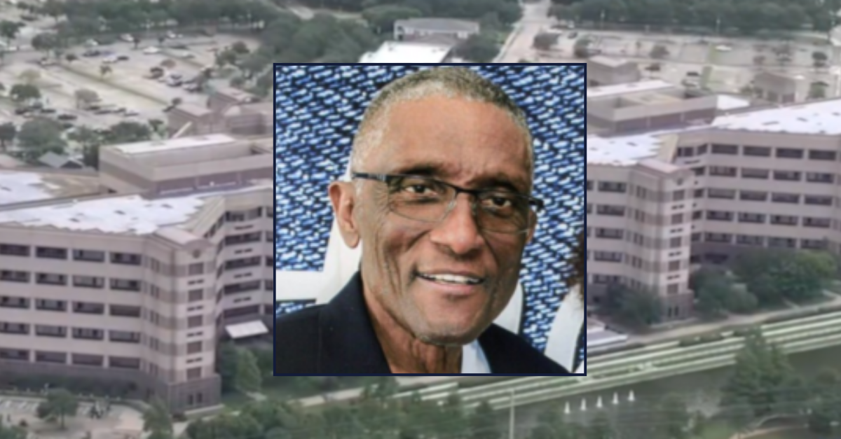 Inset: James Duplechain (Peevey Funeral & Cremation). Background: The Michael E. DeBakey VA Medical Center (KTRK).