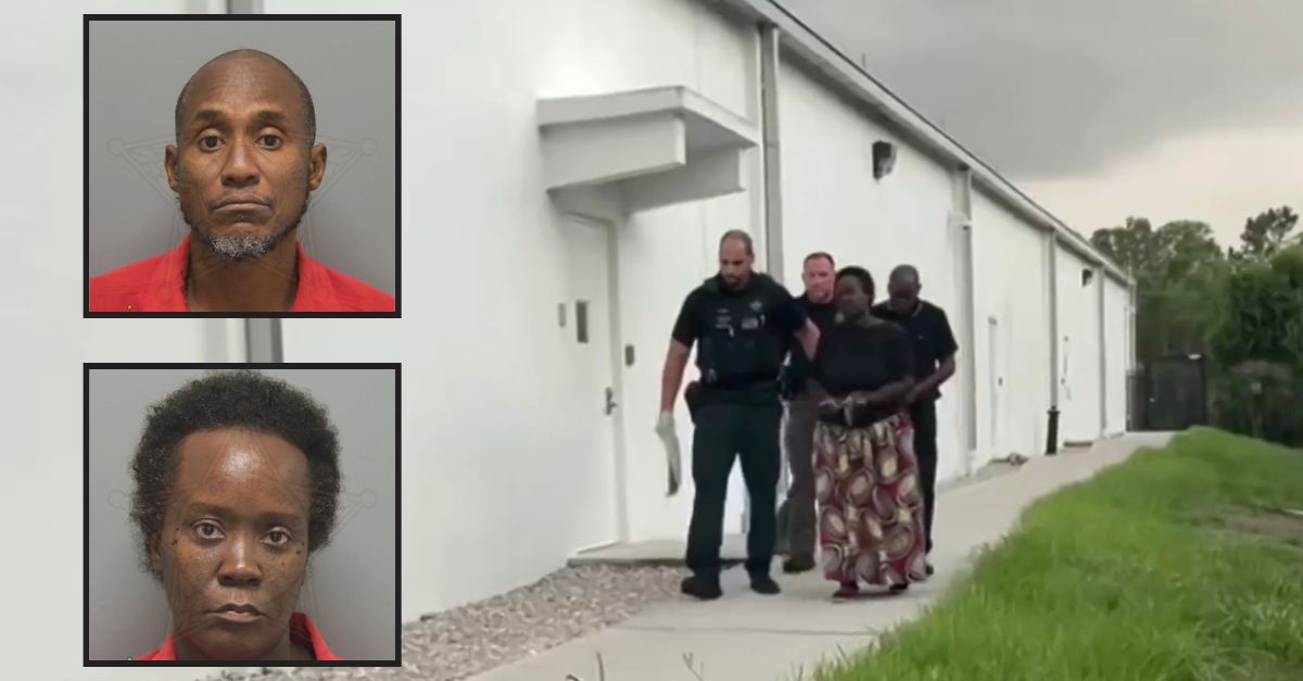 Inset, top to bottom: Qwentosha Massaquoi and Louis Massaquoi (Lee County Sheriff). Background: Qwentosha Massaquoi and Louis Massaquoi being arretsed (Lee County Sheriff).