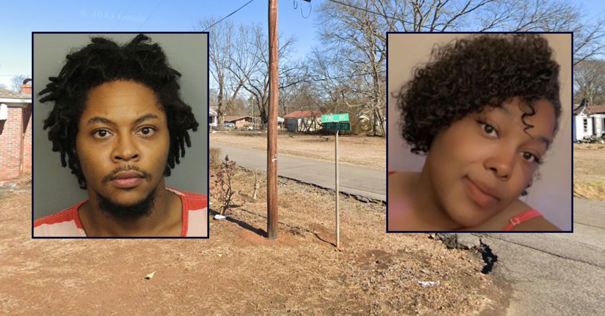 Arkeem Marshall, inset left; TiMira Pullom, inset right; against the area near where Pullom was killed.