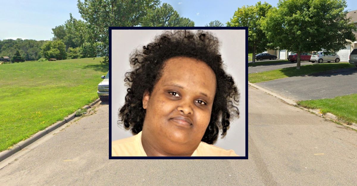Inset: Suad Mohamed Ali (Otter Tail County Detention Facility). Background: The street where Ali lived with her daughter prior to the child