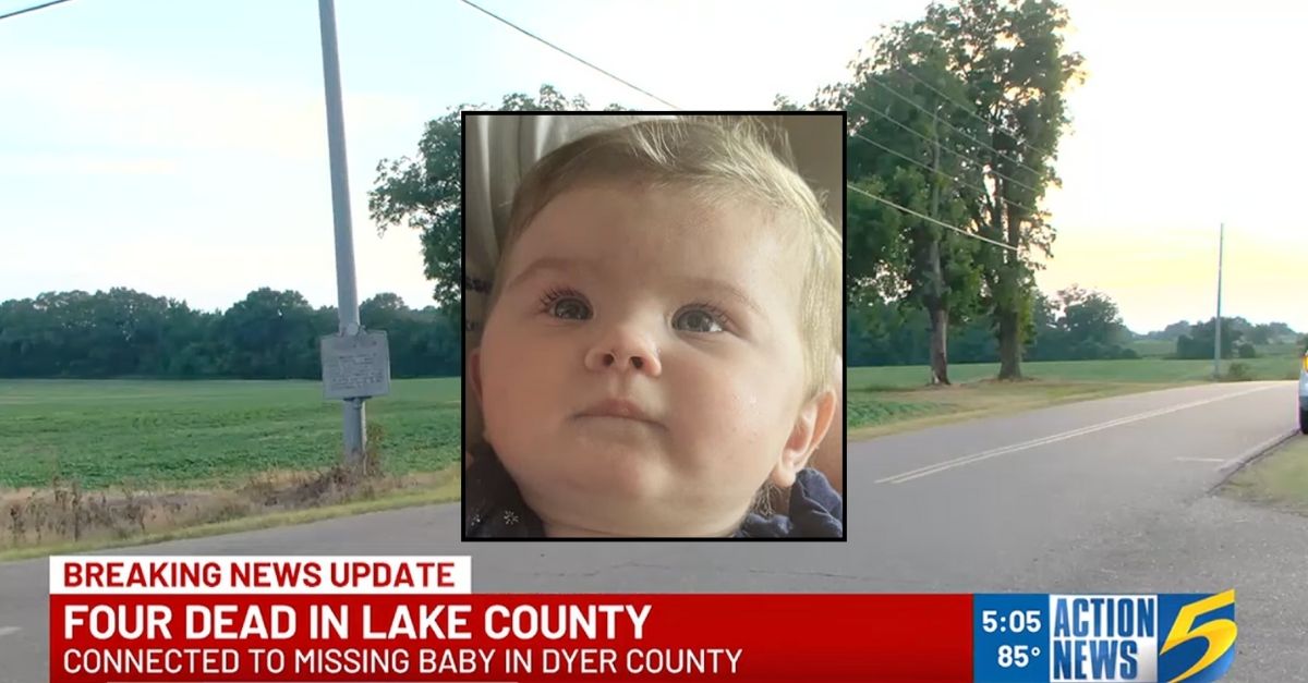 Inset: The abandoned 7-month-old child of Matthew Wilson and Adrianna Williams, who sparked an investigation leading to the discovery of their bodies in Lake County, Tenn., on Tuesday, July 29, 2025 (Dyer County Sheriff