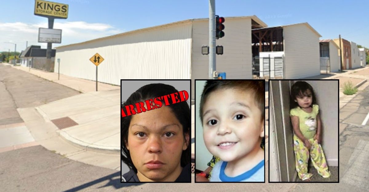 Insets: Corena Minjarez, Jesus Dominguez Jr. and Yesenia Dominguez (Pueblo Police Department). Background The storage facility in Pueblo, Colo., where Yesenia Dominguez was found dead after allegedly being killed by Corena Minjarez (Google Maps).