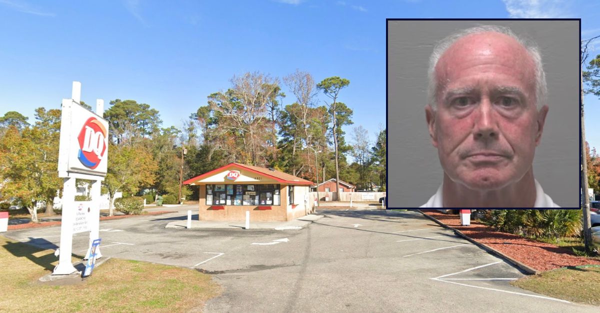 Inset: James Yokeley Jr.(Wilmington Police Department). Background: The Dairy Queen where Yokeley claimed his granddaughters