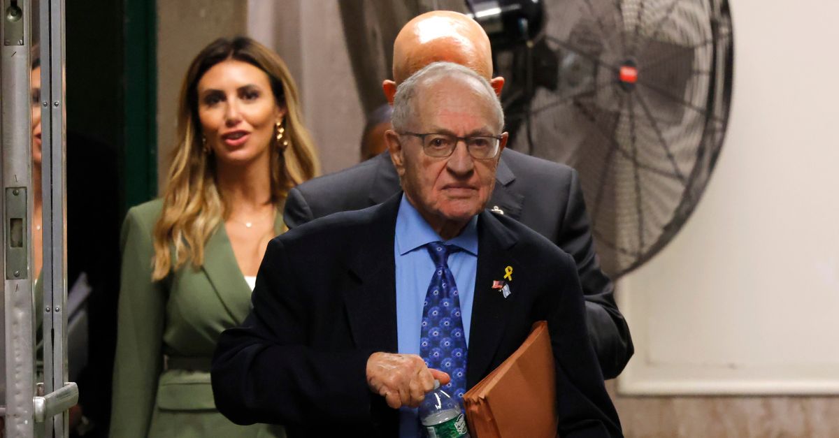 Attorney Alan Dershowitz returns to the courtroom after a break during former U.S. President Donald Trump