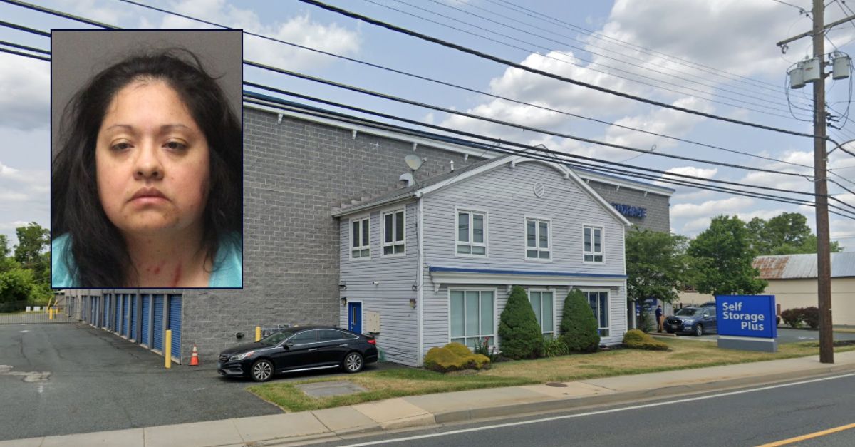 Background: Self Storage Plus in Bel Air, Maryland (Google Maps). Inset: Gloria Elena Hughes (Harford County (Md.) Sheriff