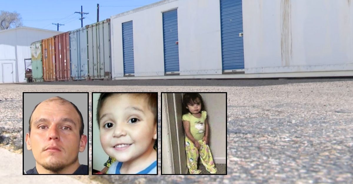 Insets: Jesus Dominguez, Jesus Dominguez Jr. and Yesenia Dominguez (Pueblo Police Department). Background The storage facility in Pueblo, Colo., where Yesenia Dominguez was found dead after being killed (KUSA/YouTube).