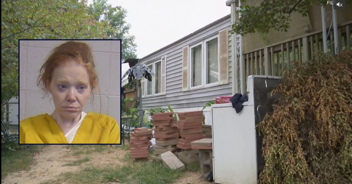 Inset: Betty Sue Snider (Louisville Metro Detention Center). Background: The residence on Home Park Drive where Snider lived with her three children (WHAS).