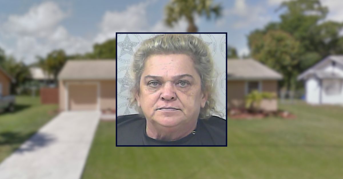 Bonnie Tietgens appears inset against an image a house where she allegedly killed her husband.