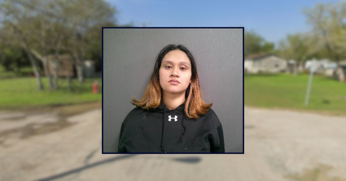 Olivia Munoz appears inset against an image of the area where her daughter was killed in Texas.