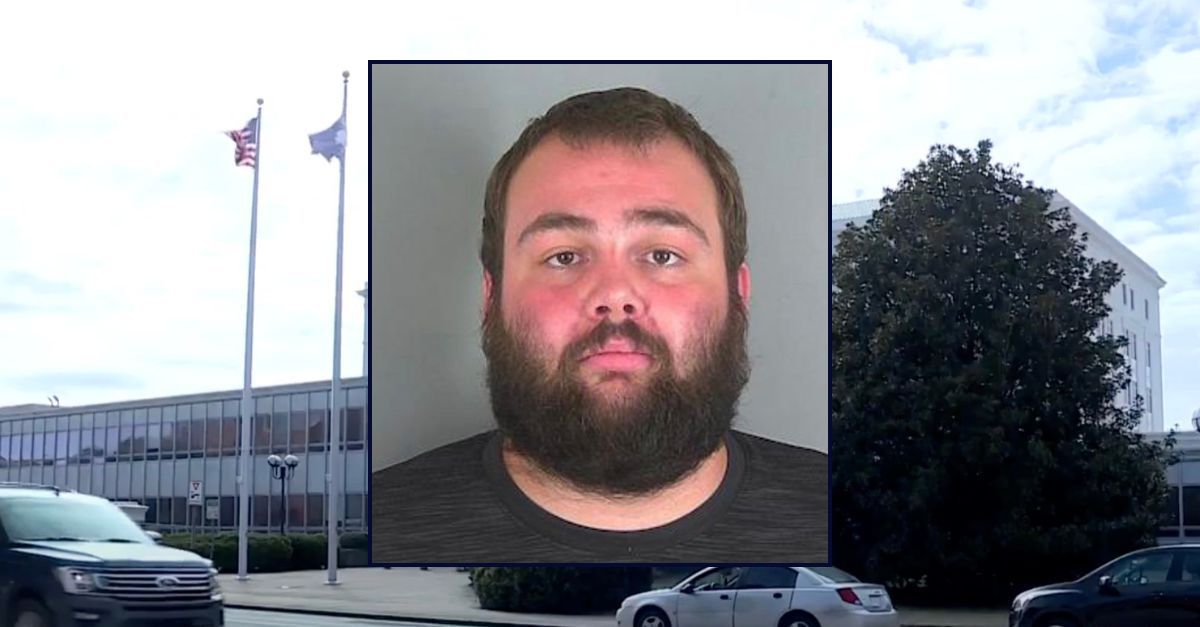 Inset: Ian Tatro (7th Circuit Solicitor's Office). Background: Spartanburg County Courthouse (WYFF).