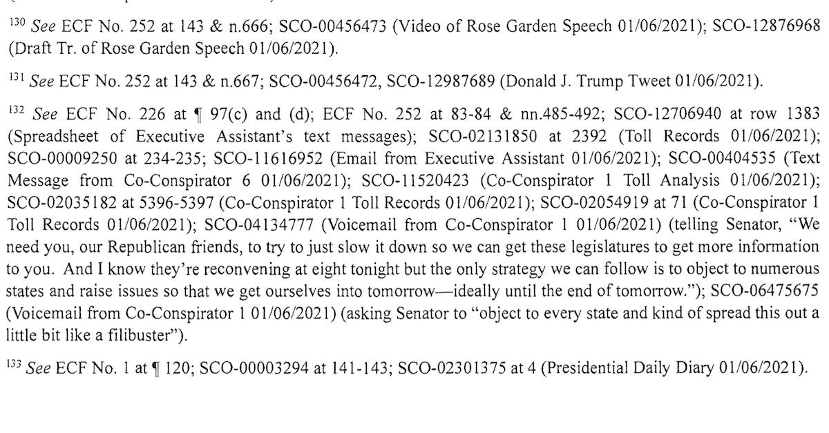 Footnote 132 of Jack Smith's Jan. 6 report
