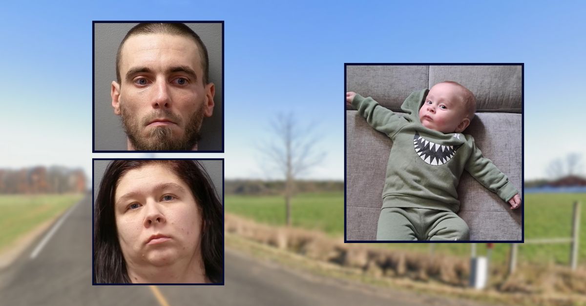 Elizabeth LynnLanor Hogan, Devin Austin Brown-Fowler, and Maverick Lyle Bouck appear inset against an image of the area where they lived in rural Michigan.