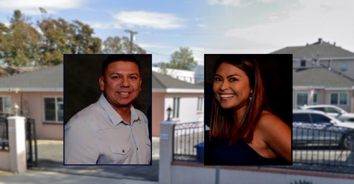 Andrew Jimenez and Mayra Jimenez appear inset against an image of a home in Los Angeles.