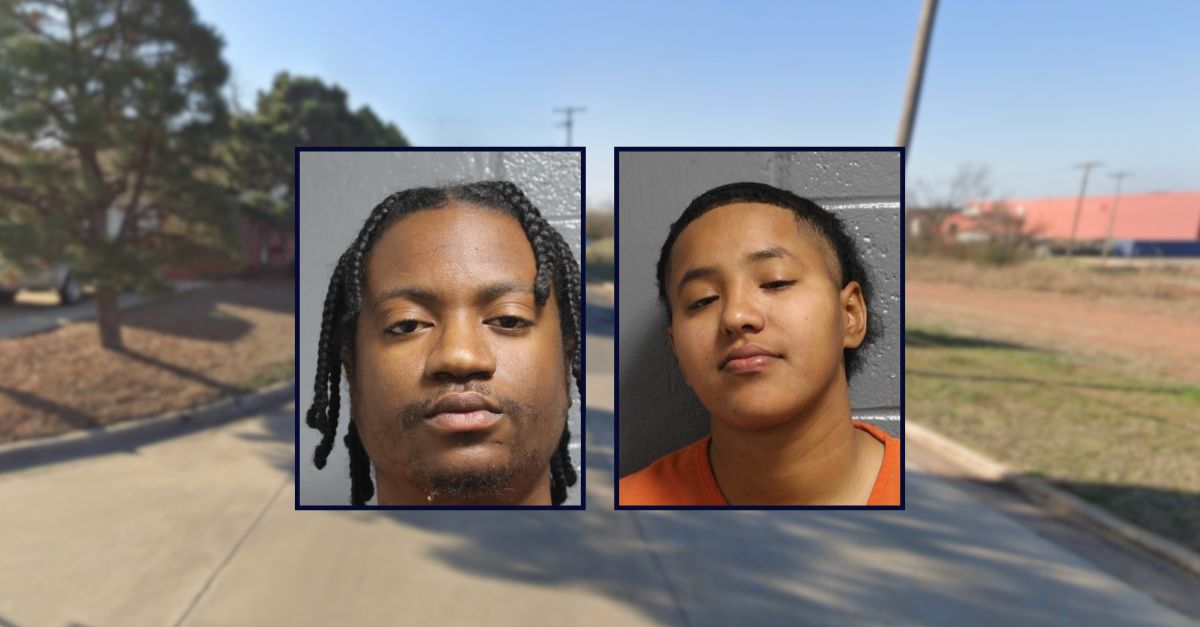 James Kirk, on the left; Angel Walzier, on the right; inset against an image of an intersection in Oklahoma.