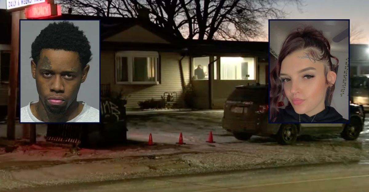 Inset, left to right: Lance D. White (Milwaukee County Jail) and Alicia Machnik (Facebook). Background: The motel where White allegedly killed Machnik (WISN).