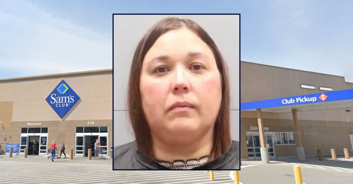 Inset: Ashley Murff (Alvin S. Glenn Detention Center). Background: The Sam's Club where Murff allegedly used a racial slur and punched another shopper (Google Maps).