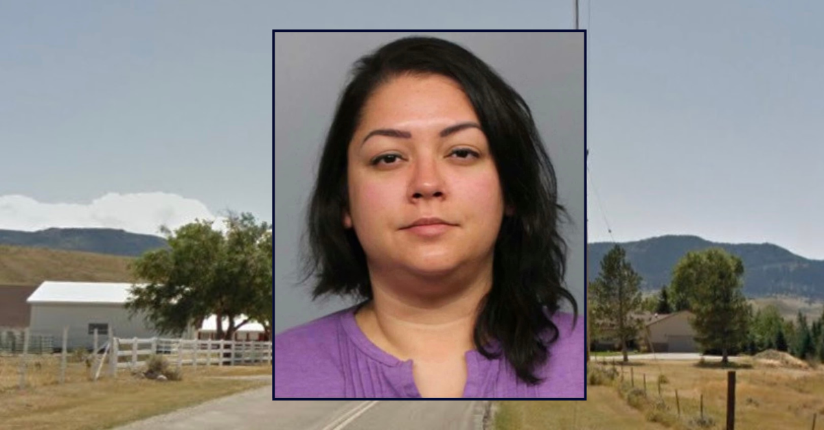 Inset: Tabatha Richardson (Natrona County Sheriff's Office). Background: The area in Wyoming where Richard allegedly tried to kill her husband (Google Maps).