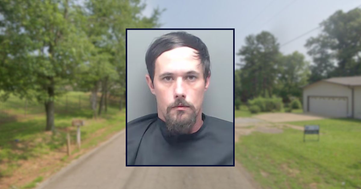 Brian Keith Griffin appears in a booking photo inset against an image of a residential street in Texas.