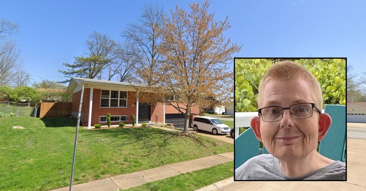 Inset: James Showmaker (McMikle Funeral Home). Background: The Missouri home where James Showmaker was being cared for when he fatally choked on a turkey burger and fries (Google Maps). 