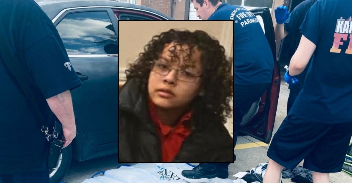 Inset: Jolie Koop. Background: Missouri first responders removing Jolie Koop