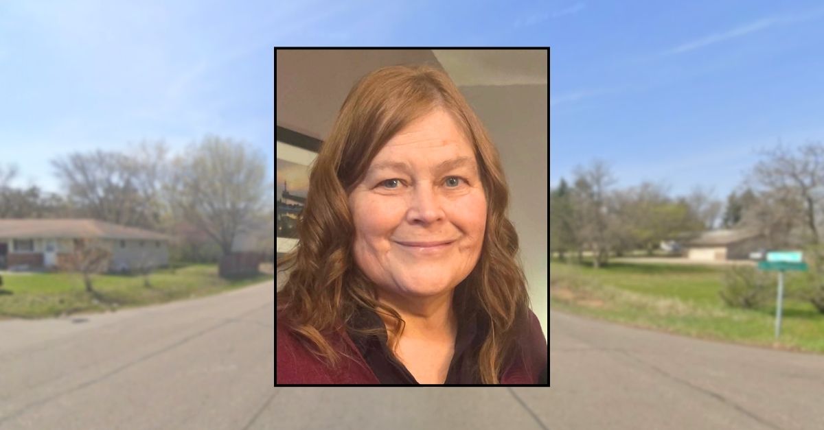 Inset: Linda Davis (GoFundMe). Background: The area in Champlin, Minn., where Linda Davis was killed by a distracted teen BMW driver, police say (Google Maps).