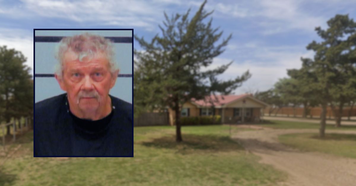 Michael Vernie Owens appears in a booking photo inset against an image of a residence in Lubbock, Texas.