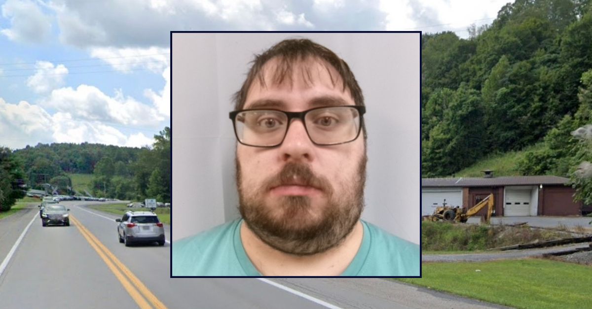 Inset: Tyler L. Carter (WVDCR). Background: The area in West Virginia where Carter and the victim lived (Google Maps).