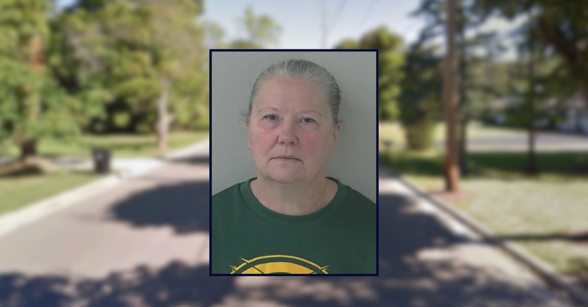 Donna Jo Franklin appears in a booking photo inset against an image of a street in Wisconsin.