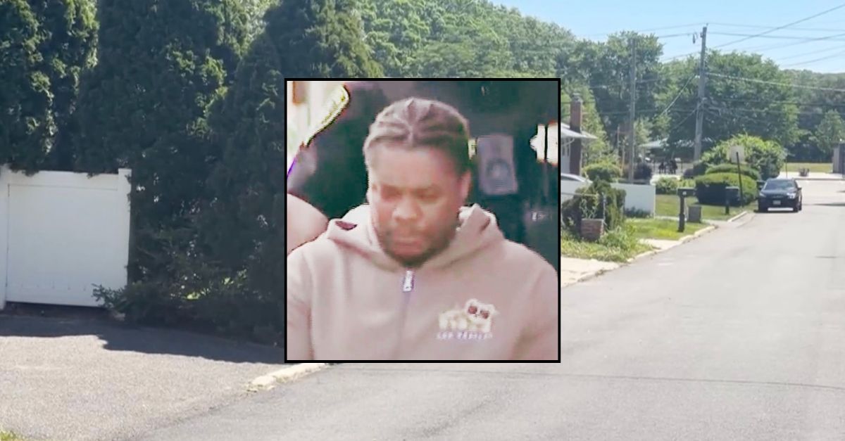 Inset: Eric Whilby being escorted by police (News12 Westchester). Background: The area in New York where Whilby allegedly shot the mother of his children (News12 Westchester).
