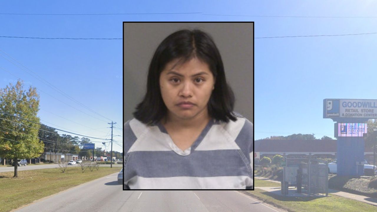 Inset: Anayely Lovato Guerrero (NCPD). Background: The area in S.C. where Guerrero allegedly killed a 2-year-old in a hit-and-run crash (Google Maps).