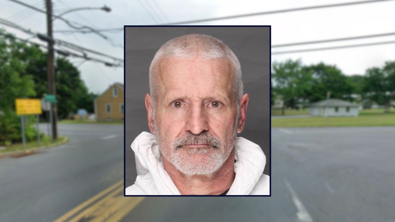 Darrell Long appears inset against a residential street in Pennsylvania.